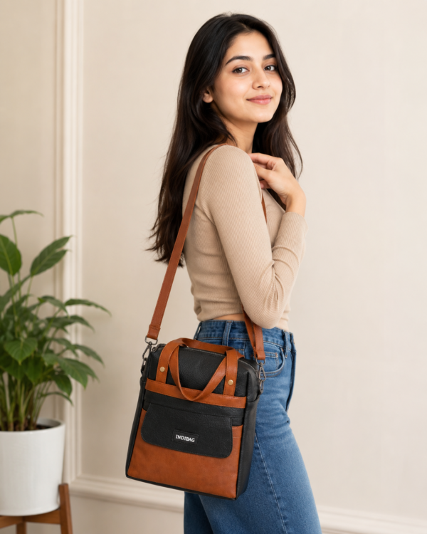 Elegant Brown & Black Tote Bag