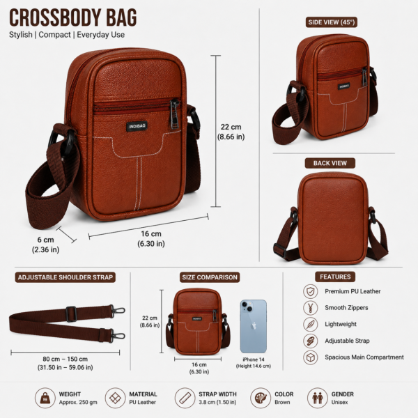 14671191-5BE1-4BB9-936E-EDBE5B07C986 Men’s Premium Leather Finish Sling Bag
