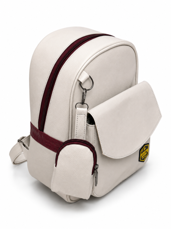 Stylish White Backpack with Front Pocket