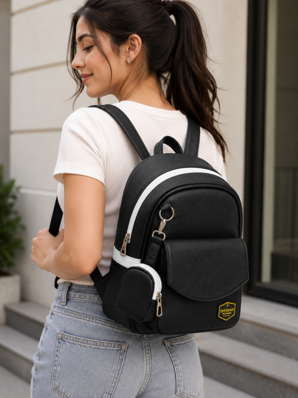 Stylish White Backpack with Front Pocket