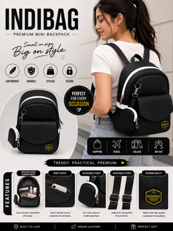 Stylish White Backpack with Front Pocket