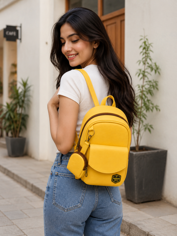 Stylish White Backpack with Front Pocket