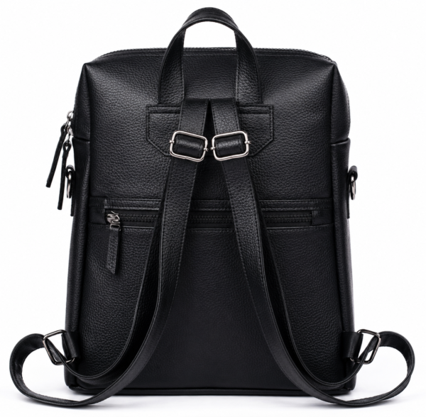 Deluxe Black Leather Backpack