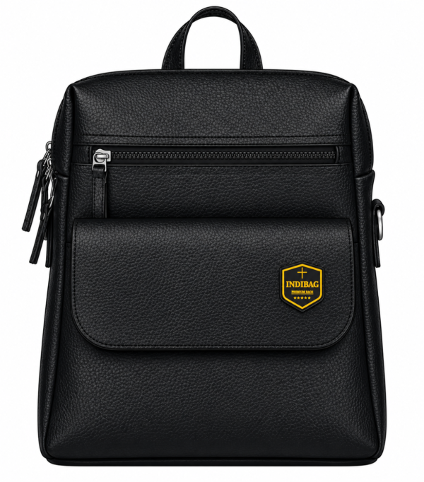 Deluxe Black Leather Backpack