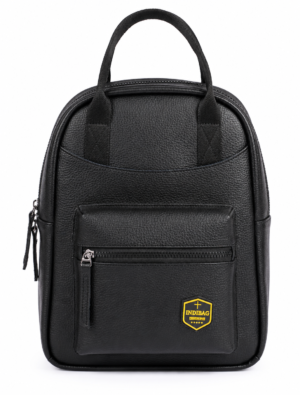 Classic Black Faux Leather Backpack