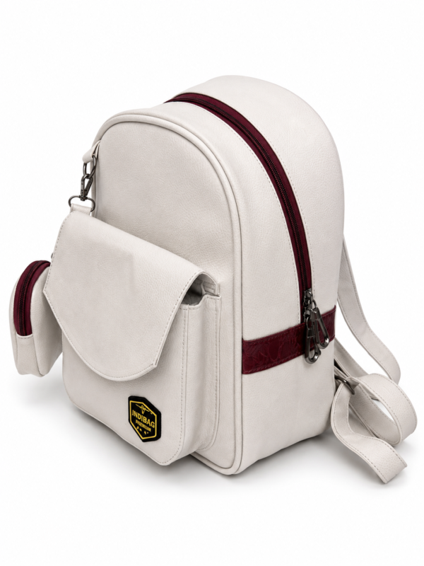 Stylish White Backpack with Front Pocket