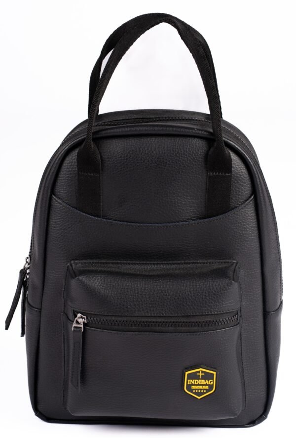 Classic Black Faux Leather Backpack