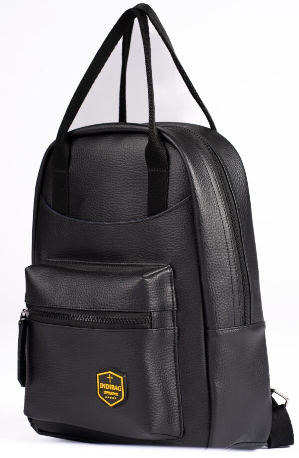 Classic Black Faux Leather Backpack