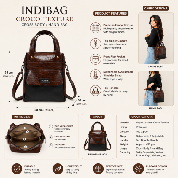 Elegant Brown & Black Tote Bag