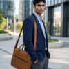 Classic Brown Leather Laptop Bag