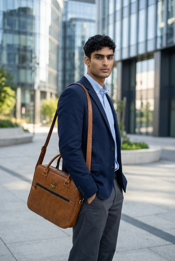 Classic Brown Leather Laptop Bag